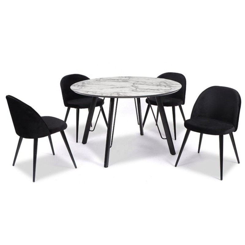 Mesa BIAGIO, metal, tapa DM imitación mármol, 120 cms de diámetro-0
