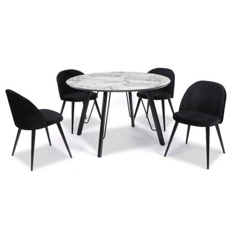 Mesa BIAGIO, metal, tapa DM imitación mármol, 120 cms de diámetro-0