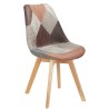 Silla TORRE 4P, madera, patchwork, tejido técnico marrón-gris