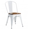Cadeira TOL EK WOOD, aço, branca,  assento em madeira