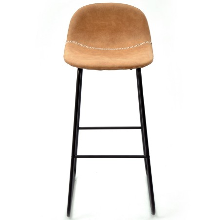 Taburete MOSS NEW, metal, similpiel marrón claro-1