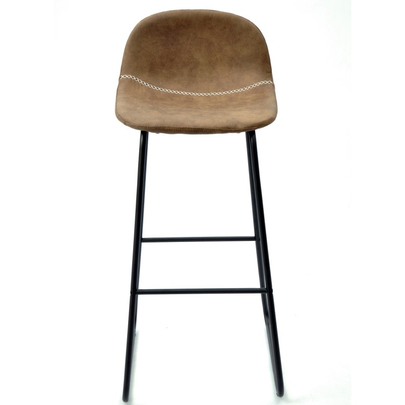Taburete MOSS NEW, metal, similpiel marrón oscuro-1