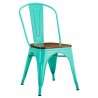 Cadeira TOL EK WOOD, aço, verde água,  assento em madeira