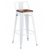 TOL R1 EK WOOD bar stool, steel, white color, wooden seat