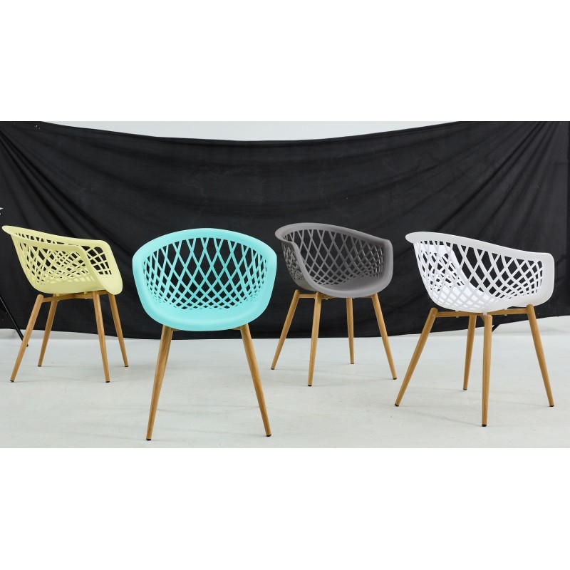 Sillón STRAUSS, metal, polipropileno amarillo pastel-1