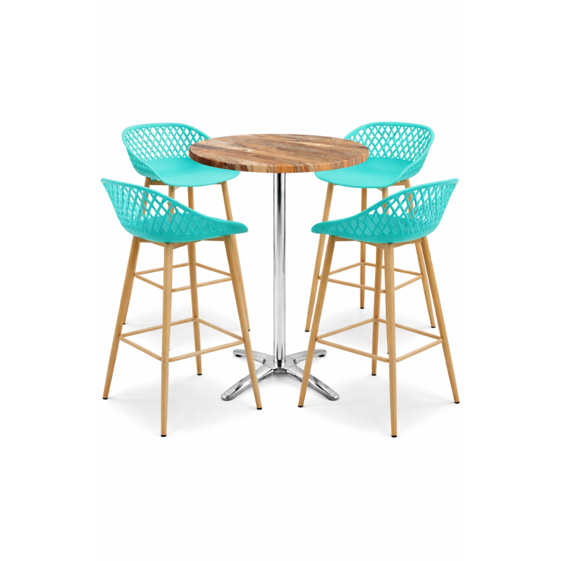Taburete STRAUSS, metal, polipropileno verde pastel-0