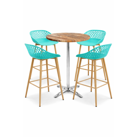 Taburete STRAUSS, metal, polipropileno verde pastel-0