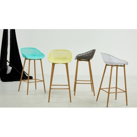 Taburete STRAUSS, metal, polipropileno verde pastel-3