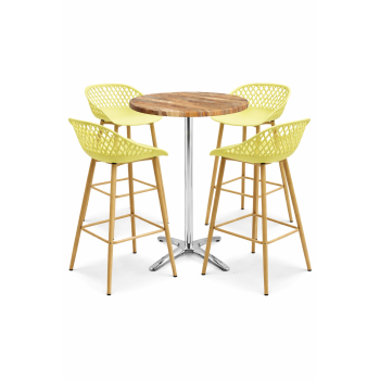 Taburete STRAUSS, metal, polipropileno amarillo pastel 2