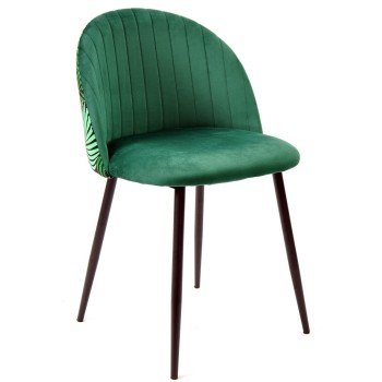 Silla FLORAL, metal, tapizado velvet verde con trasera floral a juego 2