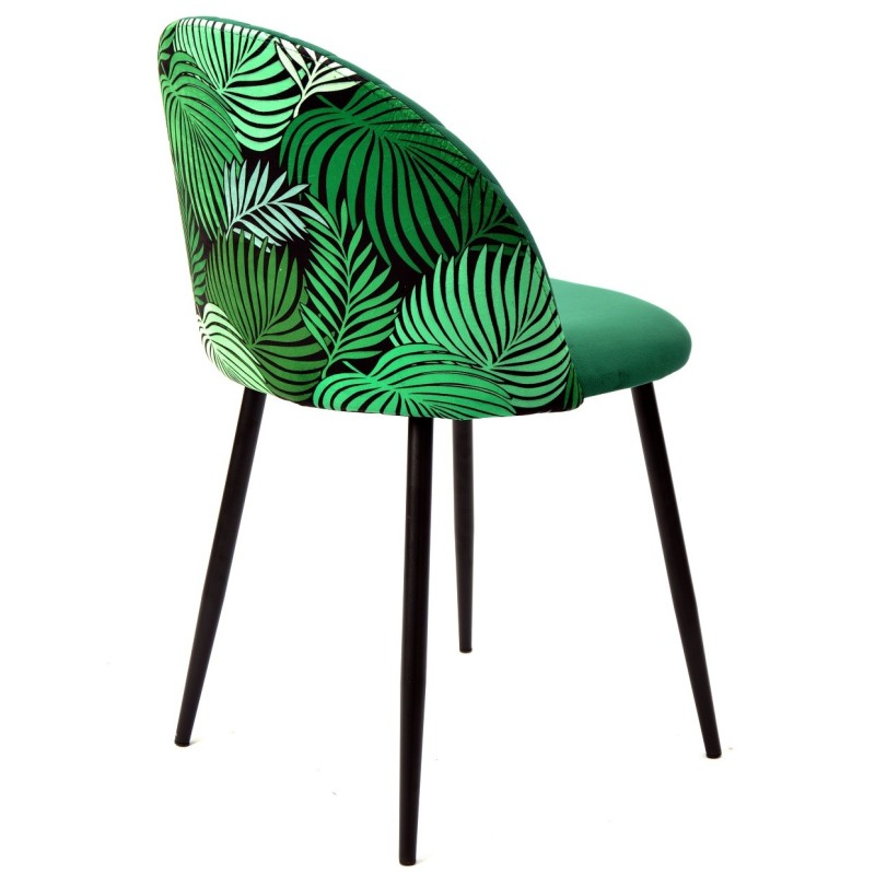 Silla FLORAL, metal, tapizado velvet verde con trasera floral a juego-1