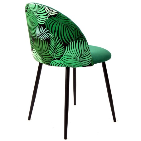 Silla FLORAL, metal, tapizado velvet verde con trasera floral a juego-1