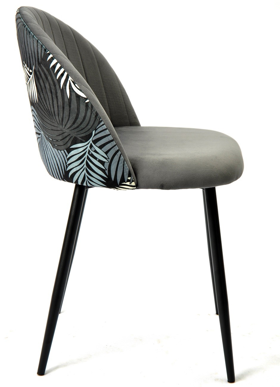 Tapizado velvet gris con trasera floral a juego