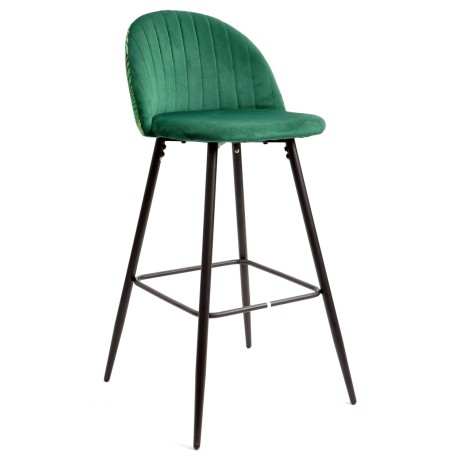 Taburete FLORAL, metal, tapizado velvet verde con trasera floral a juego-0