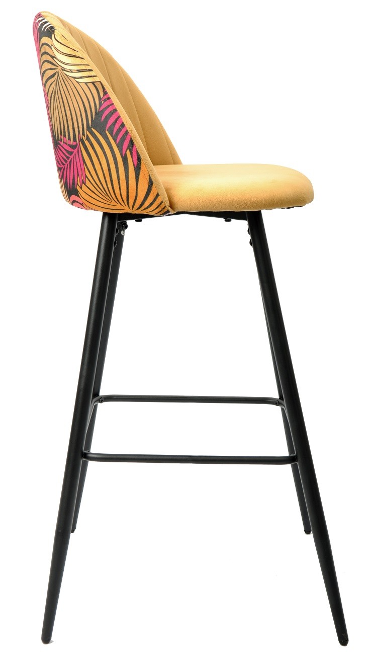 Tapizado velvet amarillo con trasera floral a juego