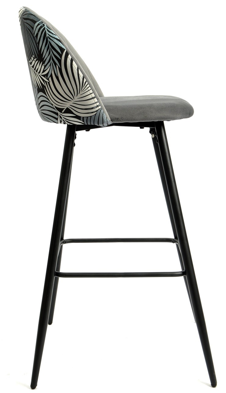 Tapizado velvet gris con trasera floral a juego