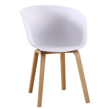Sillón AWAK, madera curvada, polipropileno blanco