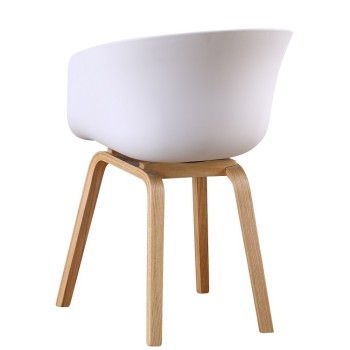 Sillón AWAK, madera curvada, polipropileno blanco 2