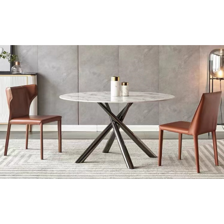 Mesa SAHARA, metal negro, tapa de cristal templado, 120 cms de diámetro-0