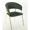 KEFRÉN NEW armchair, gold metal, upholstered in dark green velvet