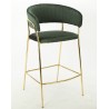 KEFREN NEW bar stool, gold metal, upholstered in dark green velvet