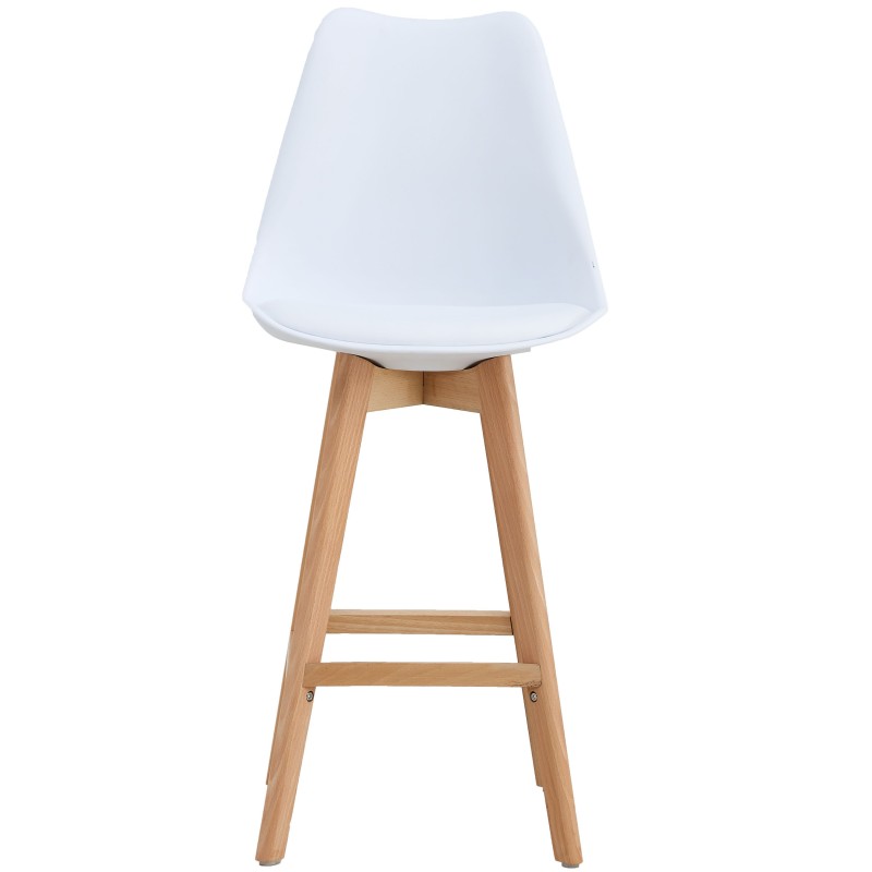 Taburete TORRE (SU), madera, blanco, cojín blanco-0