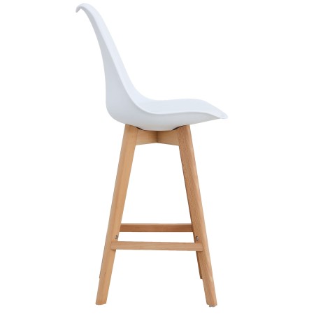 Taburete TORRE (SU), madera, blanco, cojín blanco-1