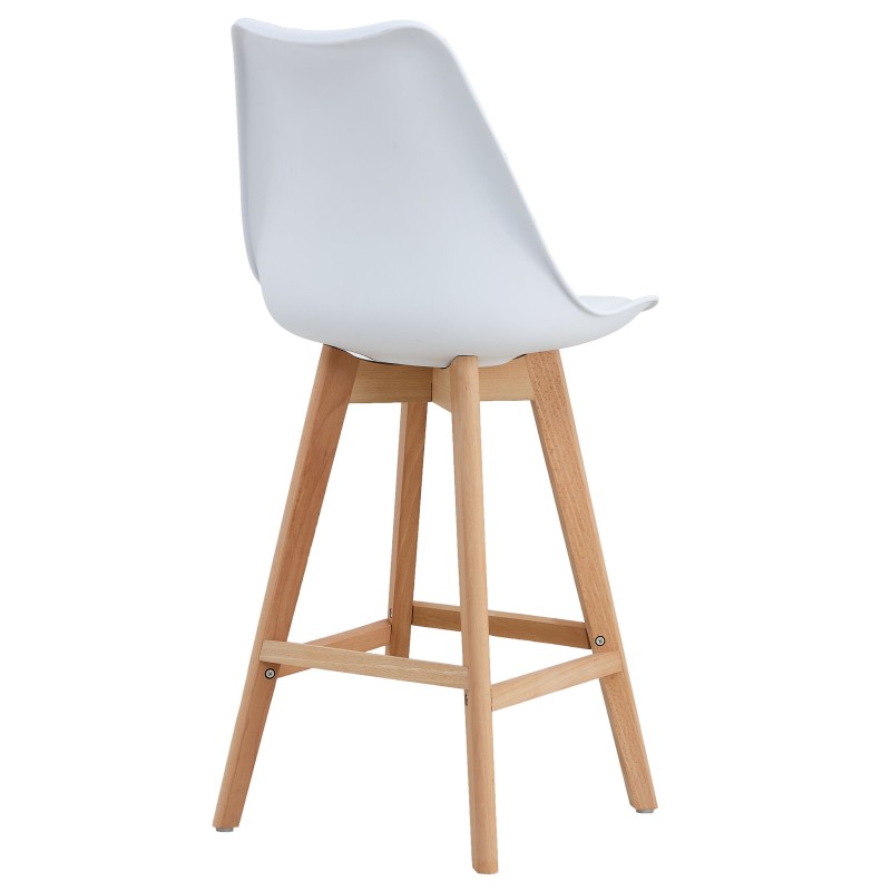 Taburete TORRE (SU), madera, blanco, cojín blanco-2