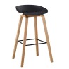 Taburete AWAK (TO), madera curvada, asiento polipropileno negro