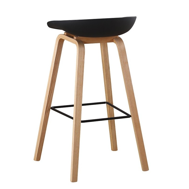 Taburete AWAK (TO), madera curvada, asiento polipropileno negro-0