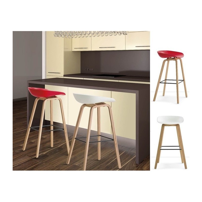 Taburete AWAK (TO), madera curvada, asiento polipropileno negro-1