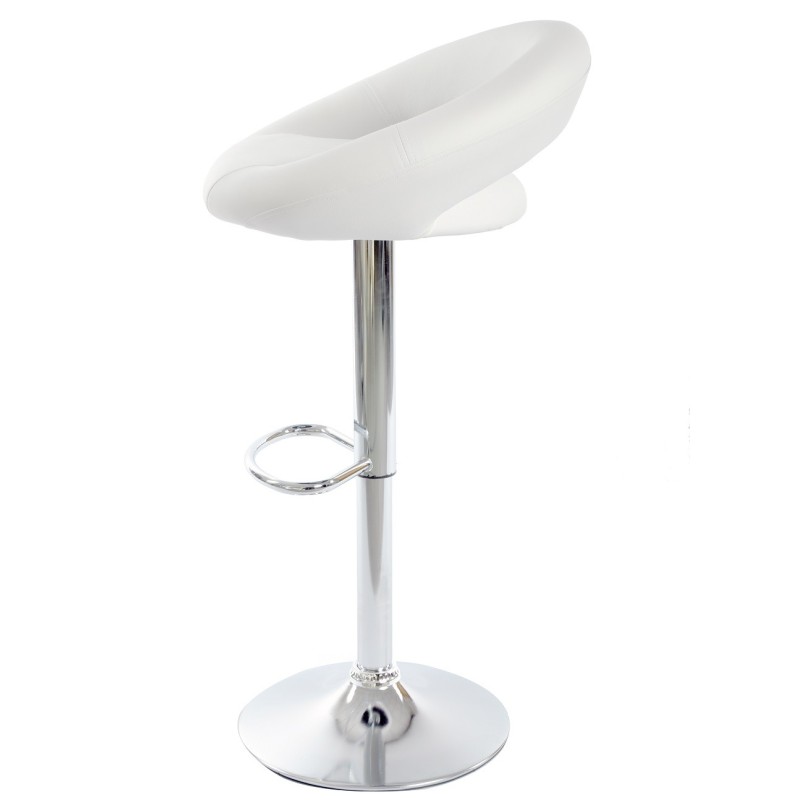 Taburete LUXUS NEW (M), cromado, similpiel blanca-0