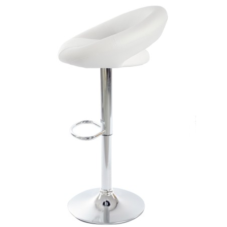 Taburete LUXUS NEW (M), cromado, similpiel blanca-0