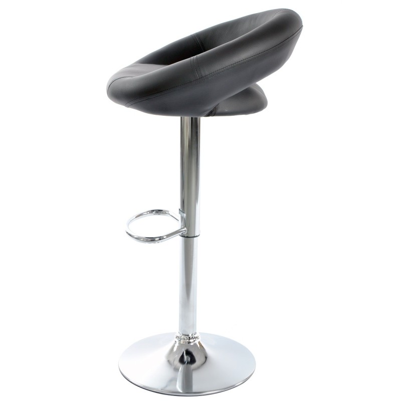 Taburete LUXUS NEW (M), cromado, similpiel negra-0
