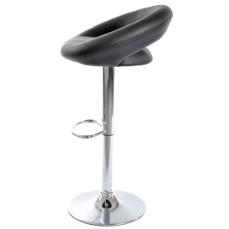 Taburete LUXUS NEW (M), cromado, similpiel negra-0