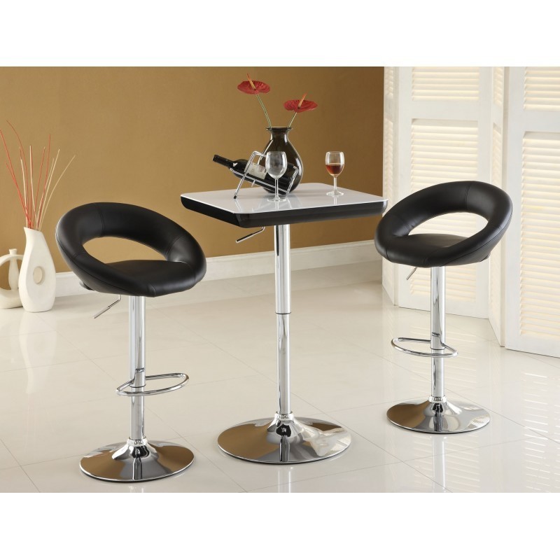 Taburete LUXUS NEW (M), cromado, similpiel negra-1