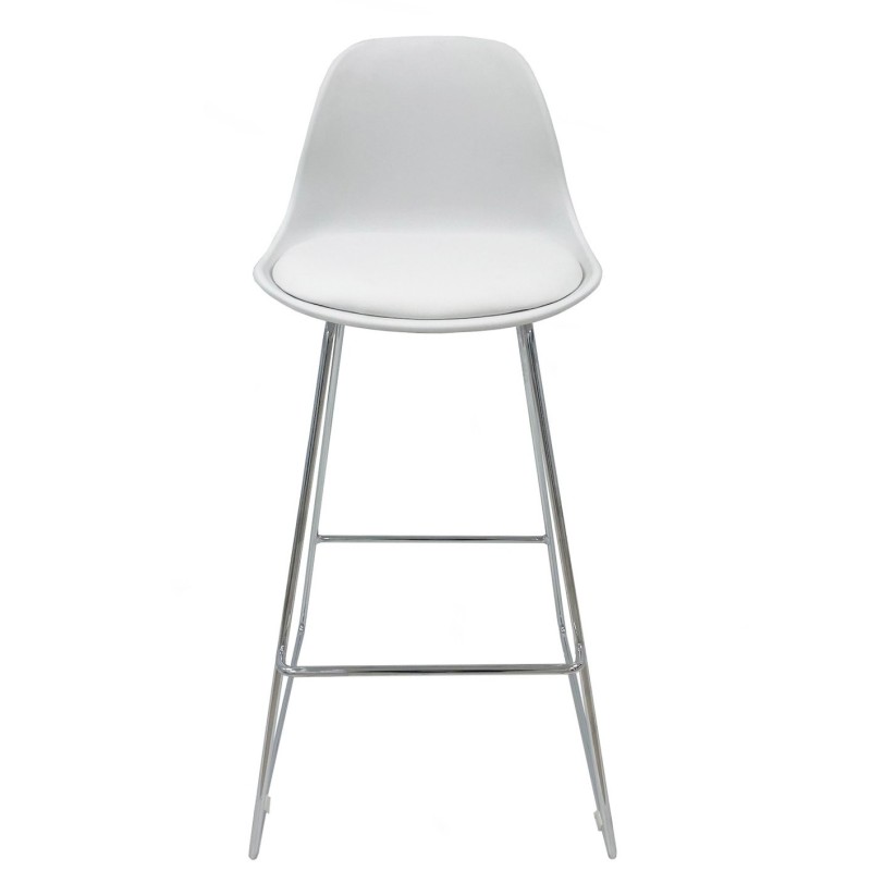 Taburete TOW FIBB, cromado, carcasa y tapizado blanco-0