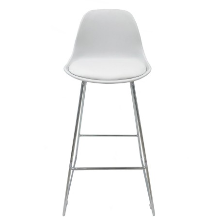Taburete TOW FIBB, cromado, carcasa y tapizado blanco-0
