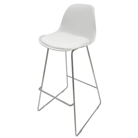 Taburete TOW FIBB, cromado, carcasa y tapizado blanco-1