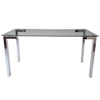Mesa LAINEY 140 (M), cromada, cristal, 140x80 cms 2
