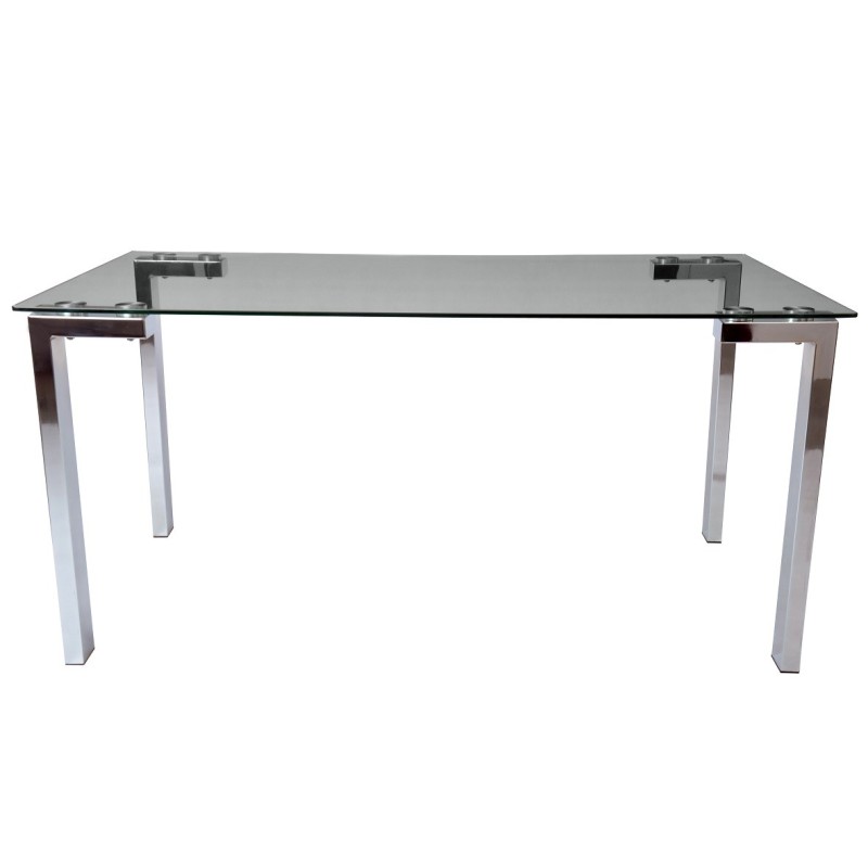 Mesa LAINEY 140 (M), cromada, cristal, 140x80 cms-0