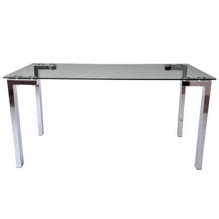 Mesa LAINEY 140 (M), cromada, cristal, 140x80 cms-0