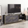 SIENA TV cabinet, bilaminated black marble with gold metal, 160 cms