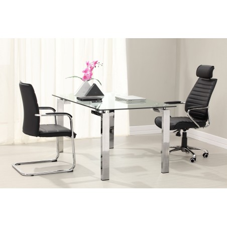 Mesa LAINEY 140 (M), cromada, cristal, 140x80 cms-3