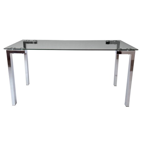 Mesa LAINEY 160 (M), cromada, cristal, 160x90 cms-0