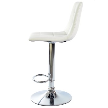 Taburete DESEO NEW (M), cromado, similpiel blanca 2