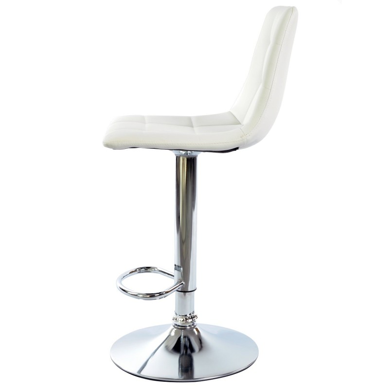 Taburete DESEO NEW (M), cromado, similpiel blanca-0