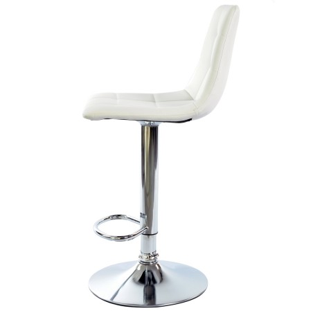 Taburete DESEO NEW (M), cromado, similpiel blanca-0