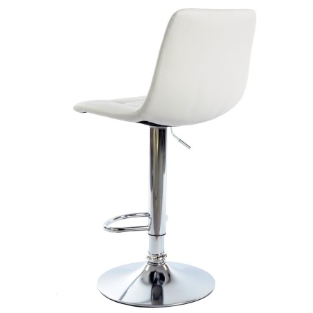 Taburete DESEO NEW (M), cromado, similpiel blanca-1