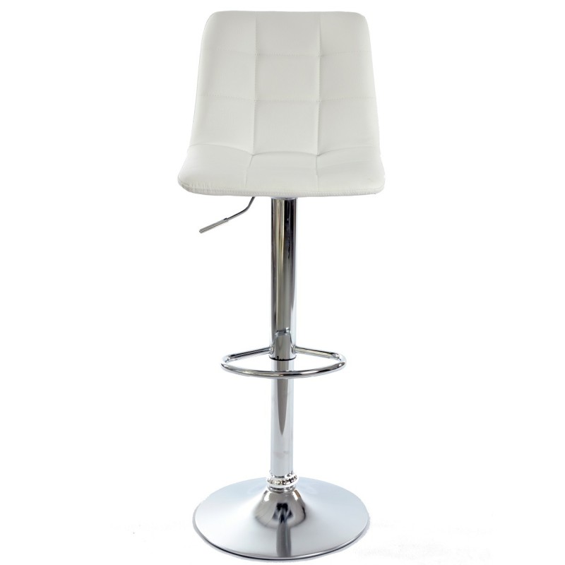 Taburete DESEO NEW (M), cromado, similpiel blanca-2
